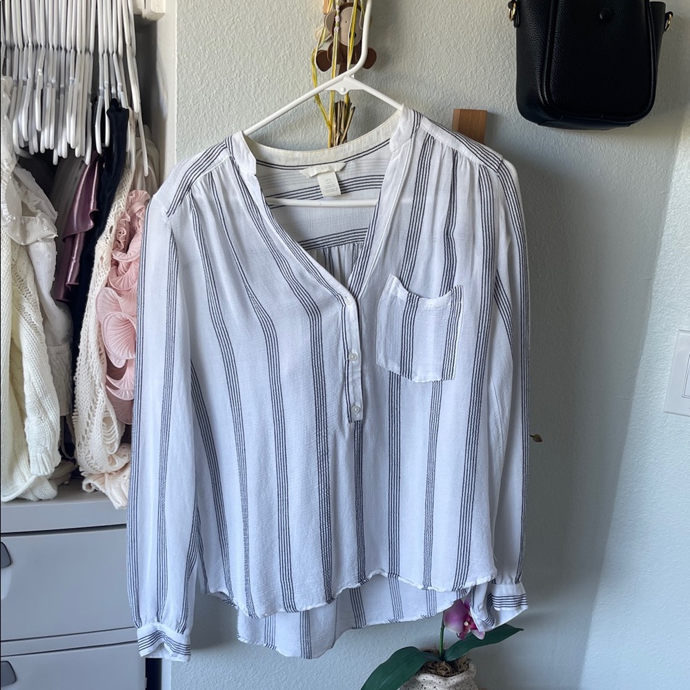 Striped Blouse - White and Black